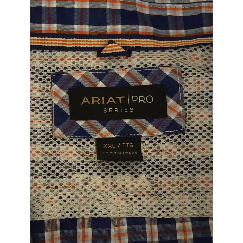 Ariat Pro Series Mens XXL Blue Plaid Long Sleeve‎ Button Down Shirt 10022095 - Picture 3 of 11